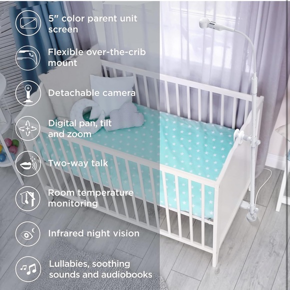 Motorola Connectview 65 Plus, 5" Wi-Fi Video Baby Monitor w/ Over-The-Crib Mount - Picture 5 of 6